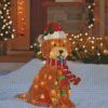 Cute Yellow Lab With Christmas Lights Diamond Painting