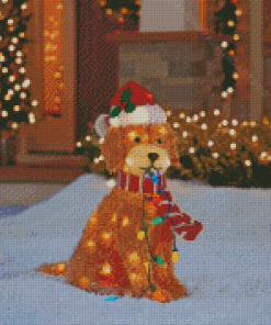 Cute Yellow Lab With Christmas Lights Diamond Painting