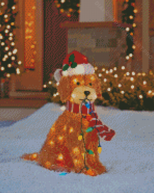 Cute Yellow Lab With Christmas Lights Diamond Painting