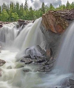 Dalarna Waterfall Diamond Painting