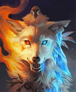 Fire Ice Wolf Diamond Painting