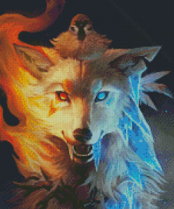 Fire Ice Wolf Diamond Painting