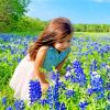 Girl Texas Bluebonnets Diamond Painting