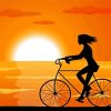 Girl With Bike Silhouette Art Diamond Painting