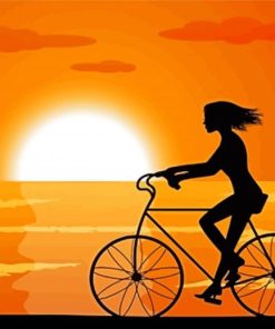 Girl With Bike Silhouette Art Diamond Painting