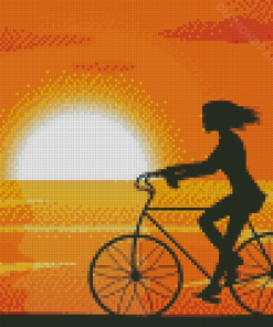 Girl With Bike Silhouette Art Diamond Painting