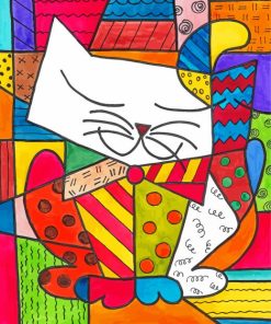 Happy Colorful Cubist Cat Diamond Painting