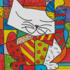 Happy Colorful Cubist Cat Diamond Painting