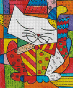 Happy Colorful Cubist Cat Diamond Painting