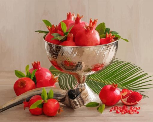 Pomegranates Silver Bowl Diamond Painting