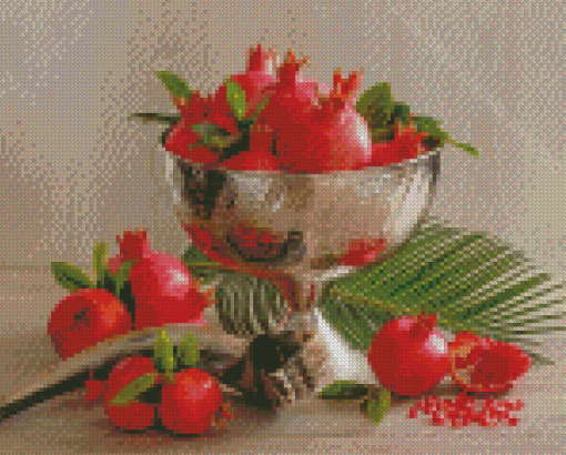 Pomegranates Silver Bowl Diamond Painting