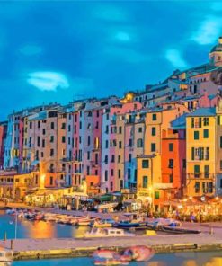 Porto Venere Town At Night Diamond Painting