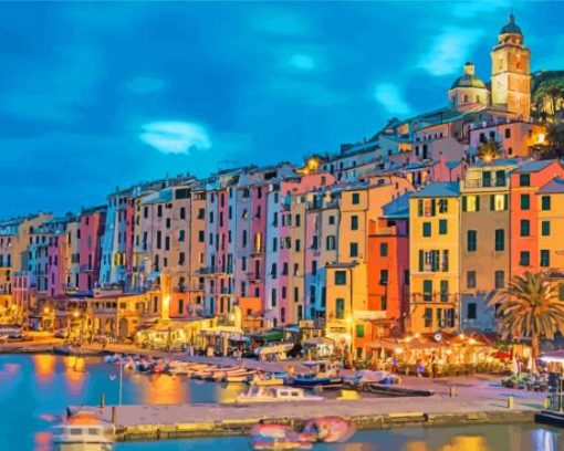 Porto Venere Town At Night Diamond Painting