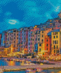 Porto Venere Town At Night Diamond Painting