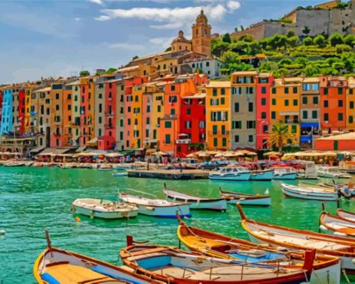 Porto Venere Town Colorful Houses Diamond Painting