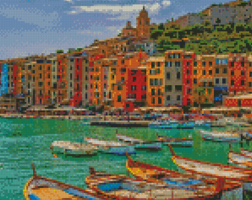 Porto Venere Town Colorful Houses Diamond Painting