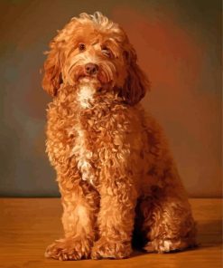 Red Chocolate Labradoodle Diamond Painting