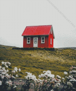 Red House In Landscape Diamond Painting