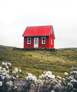 Red House In Landscape Diamond Painting