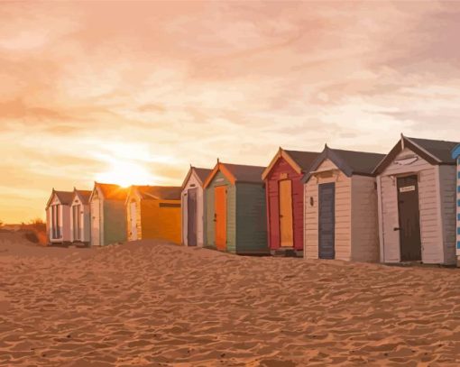 Suffolk Beach Huts Diamond Painting