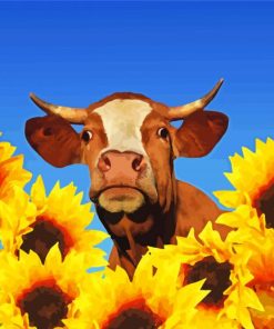 Sunflower Cow Diamond Painting