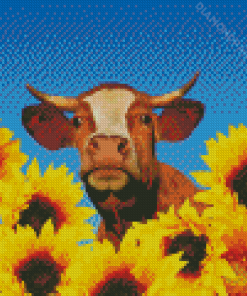 Sunflower Cow Diamond Painting