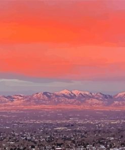 Sunrise Over The Salt Lake Valley Oquirrh Mountains Diamond Painting