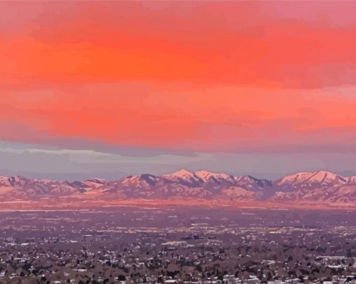 Sunrise Over The Salt Lake Valley Oquirrh Mountains Diamond Painting