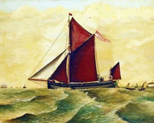 Thames Sailing Barge In The Sea Diamond Painting