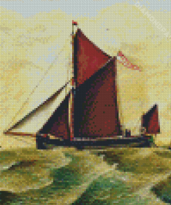 Thames Sailing Barge In The Sea Diamond Painting