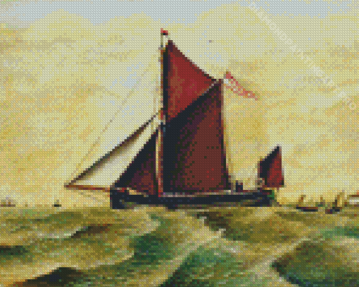 Thames Sailing Barge In The Sea Diamond Painting