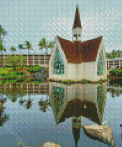 Wailea Church Water Reflection Diamond Painting