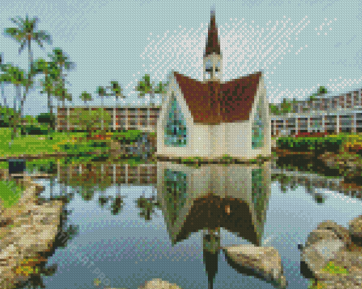 Wailea Church Water Reflection Diamond Painting