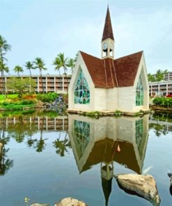 Wailea Church Water Reflection Diamond Painting