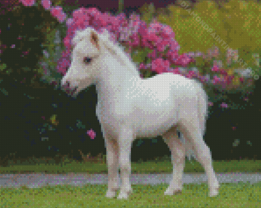 White Mini Horse Diamond Painting