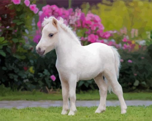 White Mini Horse Diamond Painting