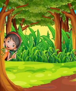 Young Girl Hiding At The Forest Diamond Painting