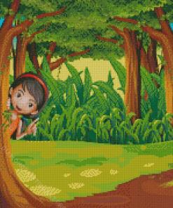 Young Girl Hiding At The Forest Diamond Painting