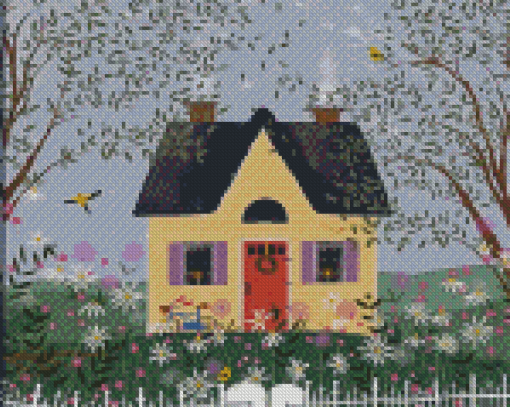 Aesthetic House On A Hill Diamond Painting