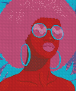 African American Girl With Pink Hair Diamond Painting