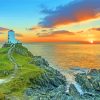 Anglesea Llanddwyn Lighthouse At Sunset Diamond Painting