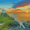 Anglesea Llanddwyn Lighthouse At Sunset Diamond Painting