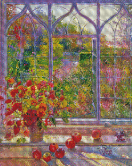 Autumn Garden Window Diamond Painting