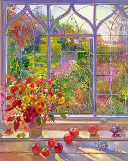 Autumn Garden Window Diamond Painting