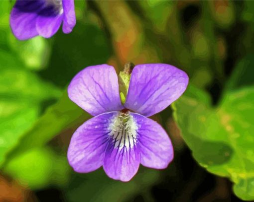 Beautiful Common Blue Violet Flower Diamond Painting