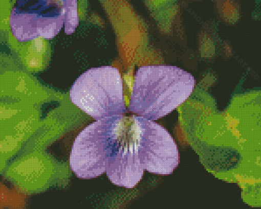 Beautiful Common Blue Violet Flower Diamond Painting