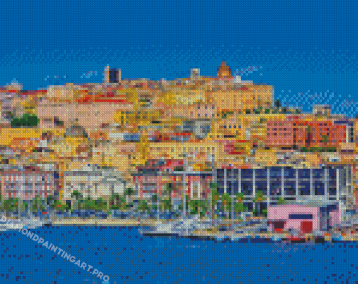 Beautiful View Of Sardinia Buildings Diamond Painting