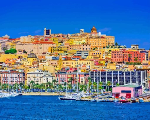 Beautiful View Of Sardinia Buildings Diamond Painting