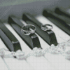 Black And White Wedding Rings On Piano Diamond Painting