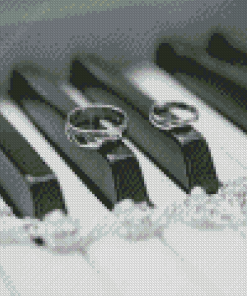 Black And White Wedding Rings On Piano Diamond Painting